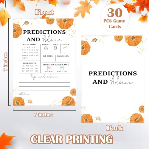 Little Pumpkin Baby Shower Games - Fall Predictions & Advice Game 7x5 Inches - 18 Cards - Fall Variations
