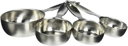 Amco Advanced Performance Measuring Cups - Heavy-Gauge Stainless Steel, Ergonomic Design | Set of 4, Dishwasher Safe