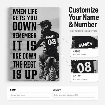 Ipplee Personalized Motocross Canvas Wall Art with Name & Number - Design 01