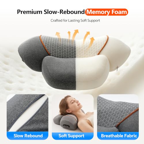 3-in-1 Neck Massager Pillow with Heat, Traction, and 5000mAh Battery