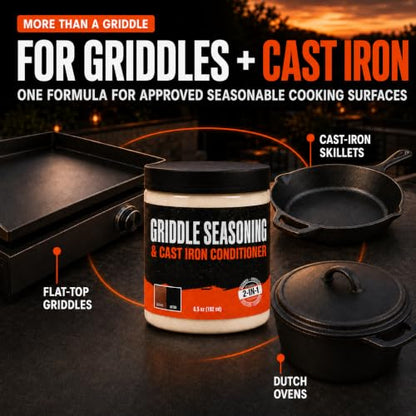 Raulde 6.5oz Cast Iron & Griddle Seasoning Restoration Kit - Flat Top & Skillet Care