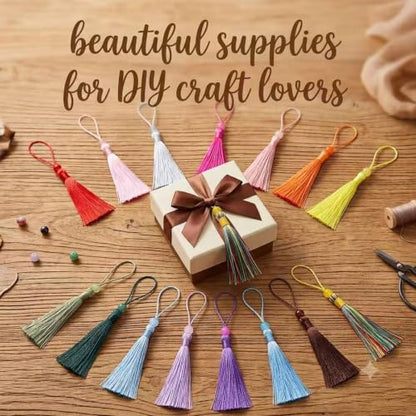 Orange Bookmark Tassels - Small Craft Tassels for Bookmarks & Keychains, 5 Inch Pack of 50