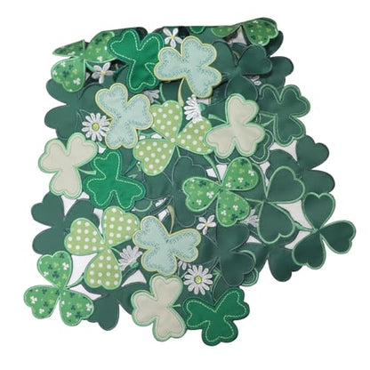 St Patrick's Day Table Runner 13x90 Inch Green Shamrocks Embroidered Clover Decor