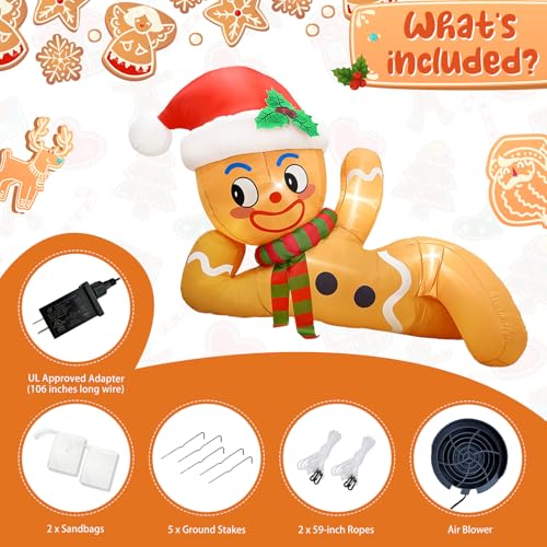 10FT LED Lighted Christmas Inflatable Gingerbread Man for Yard Roof Garden