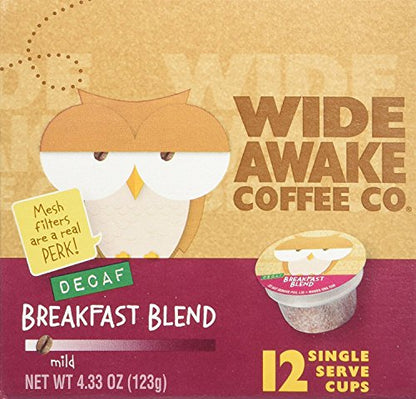 Wide Awake Coffee Single serve cups for Keurig K-Cup Brewers, Breakfast Blend Decaf, 12-count (Pack of 3)