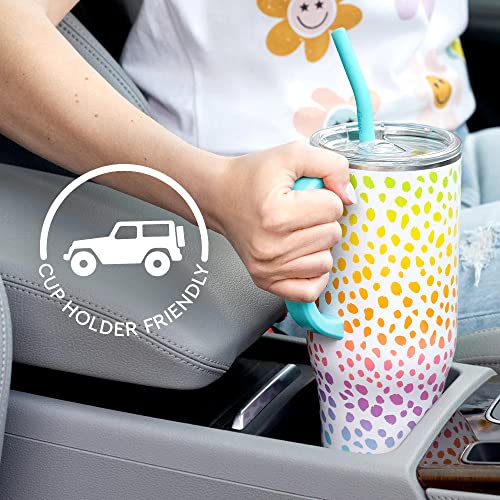 40oz Insulated Travel Mug with Handle and Straw - Large Stainless Steel Tumbler