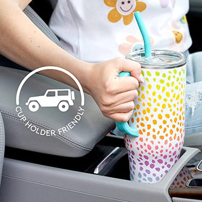 40oz Insulated Travel Mug with Handle and Straw - Large Stainless Steel Tumbler