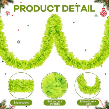 Christmas Tinsel Garland 100ft Metallic Twist - Emerald Green