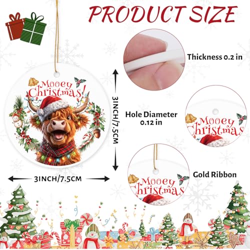 Highland Cow Christmas Ornament - Farmhouse Holiday Decor with Box - Moosey Christmas