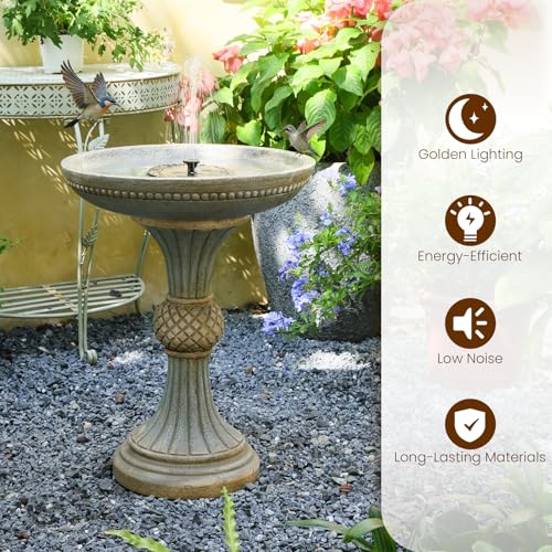 Outdoor Water Fountain with Solar Pump and LED Light - Garden Decor, Weather-Resistant