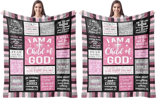 Pink I Am a Child of God Religious Blanket 60x50 Inches - Pack of 2
