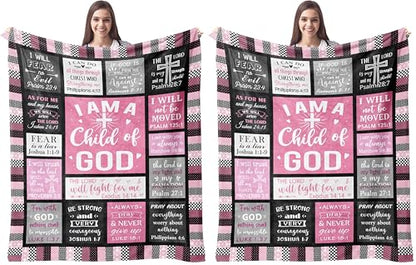 Pink I Am a Child of God Religious Blanket 60x50 Inches - Pack of 2