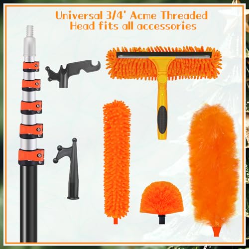 24Ft Telescopic Extension Pole with Hook for Christmas Lights - Aluminum