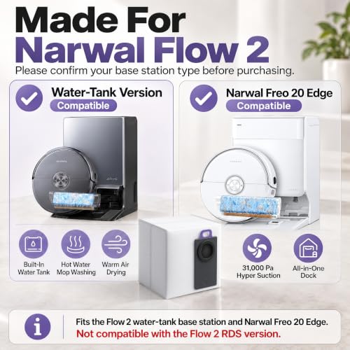 20 Pack Robot Vacuum Dust Bags with Carbon Filter for Narwal Flow 2 & Freo 20 Edge