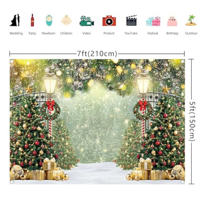 Winter Christmas Tree Backdrop 7x5ft Xmas Pine Tree Photography Background Holiday Banner Props Variation of 7x5FT(2.1m x 1.5m)