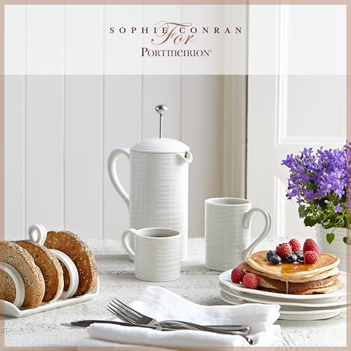 Portmeirion Sophie Conran Tall Mug Set of 4 - Solid White - 12 Oz Fine Porcelain Coffee & Tea Cups
