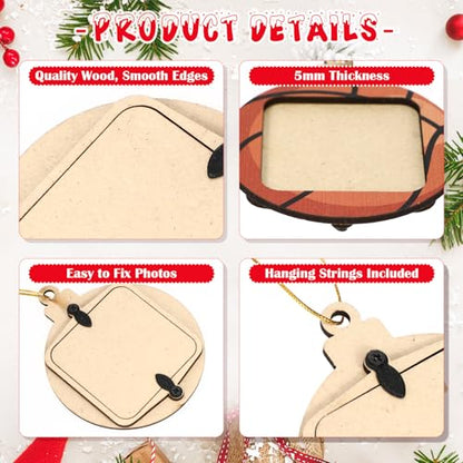 Basketball Wooden Photo Ornaments - Christmas Tree Decor, Set of 20