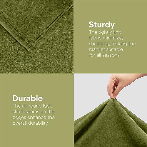 Utopia Bedding Fleece Blanket King Size Olive 300GSM Luxury Fuzzy Soft Anti-Static Microfiber Bed Blanket (90x102 Inch)