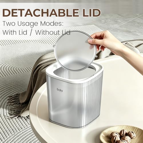 Mini 3.2L Desktop Trash Can with Swing Lid - Small Waste Bin for Bathroom & Office