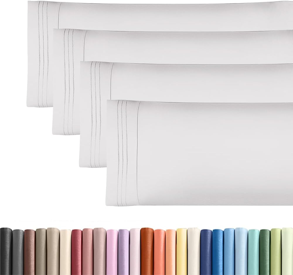 Skiennix Body Pillowcases Set of 4 | Soft & Breathable 20x54 Long Pillow Covers - Fade-Free & Machine Washable - French Grey