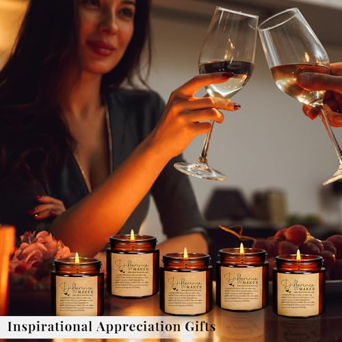 Employee Appreciation Candles Set - 10 Scented Soy Candles with Inspirational Quotes, Amber / Difference