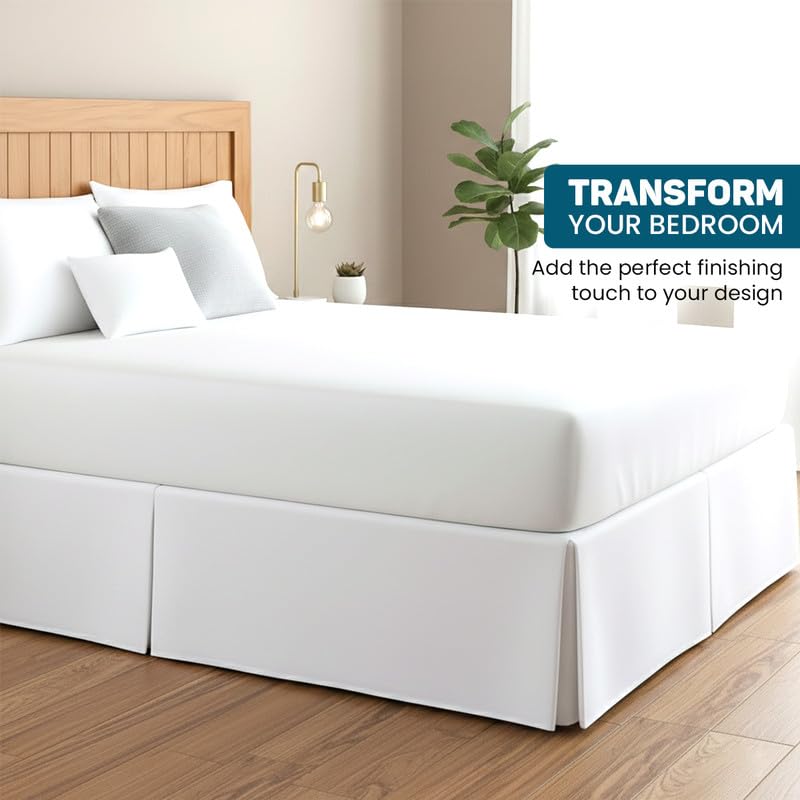 Twin Egyptian Cotton Dust Ruffle Bed Skirt - 14 Inch Drop, Split Corners, White - Variation Twin / 01 White