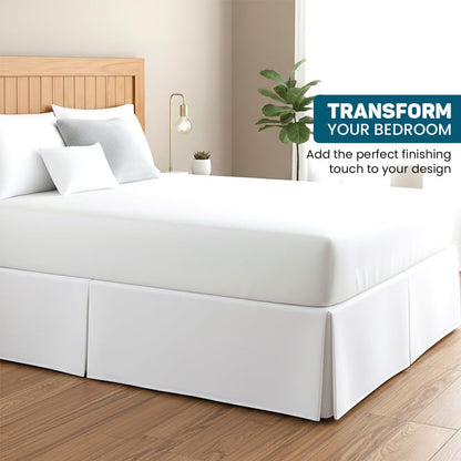 Twin Egyptian Cotton Dust Ruffle Bed Skirt - 14 Inch Drop, Split Corners, White - Variation Twin / 01 White