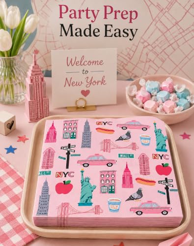 50PCS Pink NYC Theme Disposable Paper Napkins for Parties