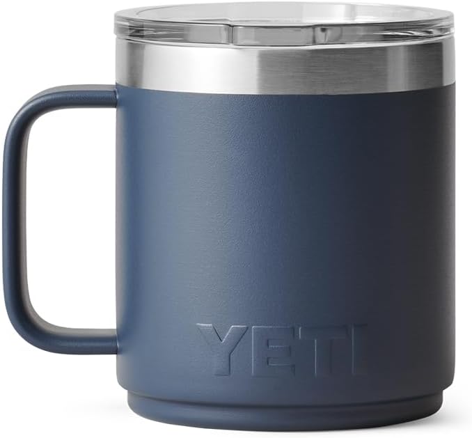 YETI Rambler 10 oz Vacuum Insulated Ceramic Lined Mug - Stainless Steel with MagSlider Lid, Navy