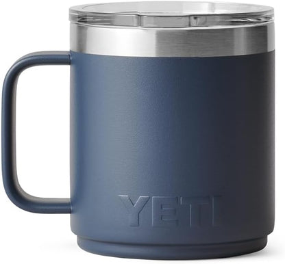 YETI Rambler 10 oz Vacuum Insulated Ceramic Lined Mug - Stainless Steel with MagSlider Lid, Navy