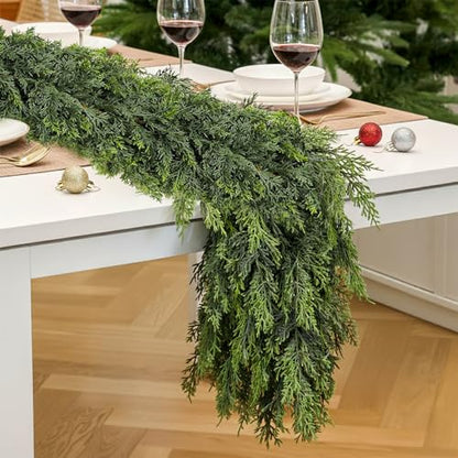 9 FT Artificial Cedar Garland Christmas Wreath Decor Indoor Outdoor Green Faux Pine