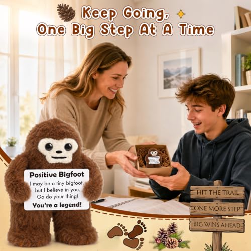 Positive Bigfoot Crochet Gift for Men - Birthday Encouragement Keepsake - Handmade Support Decor
