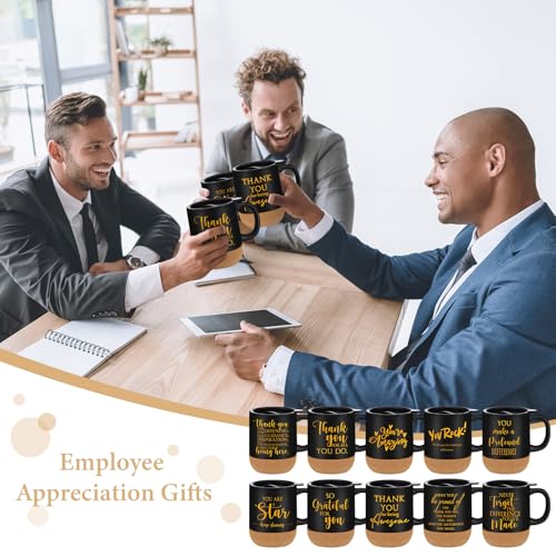 Classic 10 Pack Employee Appreciation Coffee Mug Set with Colorful Messages
