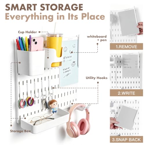 No Drill Wall Shelf with Dry-Erase Board - Dorm Room Organizer