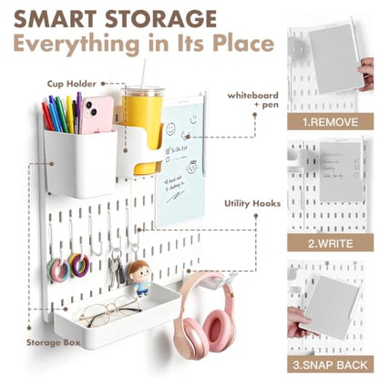 No Drill Wall Shelf with Dry-Erase Board - Dorm Room Organizer