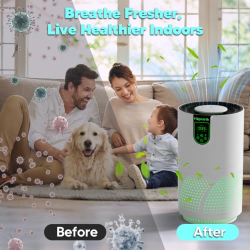 White Upgraded Air Purifier with H14 Filter & PM2.5 Sensor - Covers 2000 Sq Ft