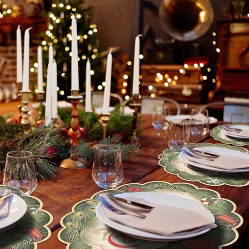 Christmas Paper Placemats 13 Inch Pack of 100 - Festive Round Holiday Table Decor