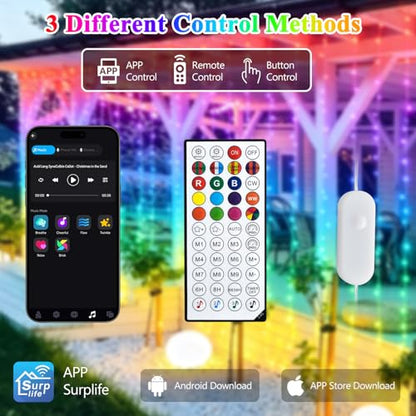 RGB Curtain Lights 300 LEDs 9.8×9.8FT Color Changing String Lights with Remote & App Control