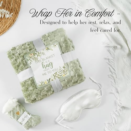 Self-Care Gift Basket for Grandma with Spa Items, Cozy Blanket & Keepsake