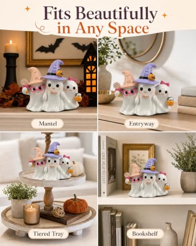 Indoor Ghost Figurine Trio Halloween Decoration - White Pastel Ghosts