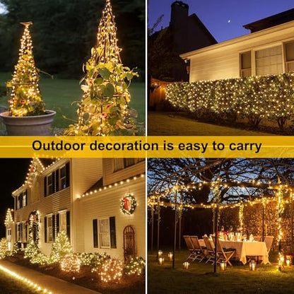 LED Fairy Lights 34Ft Battery Operated 100 Micro LEDs 8 Modes with Timer - Dark Green Copper & Warm White - Variation of 100 LED