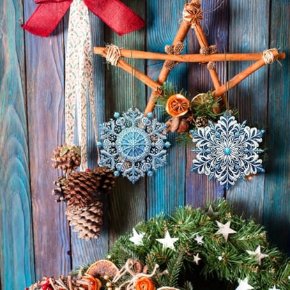 12Pcs Blue Winter Snowflake Wooden Christmas Tree Decorations - Variation of THIS listing