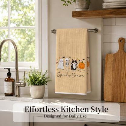 Halloween Ghost Cat Kitchen Hand Towels 16x24 Inch - Decorative & Absorbent