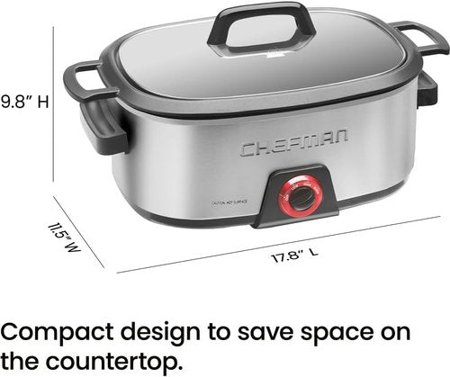 Chefman 6-Quart Slow Cooker - Electric Cooking with Removable Insert for Family-Size Soups & Stews