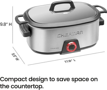 Chefman 6-Quart Slow Cooker - Electric Cooking with Removable Insert for Family-Size Soups & Stews