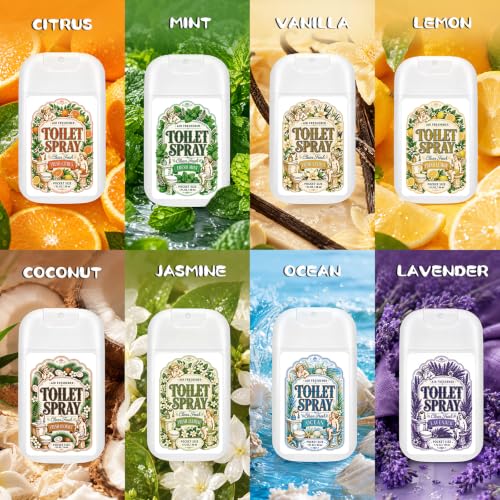 Travel Size Toilet Spray Pack - Bathroom Odor Neutralizer with 8 Scents