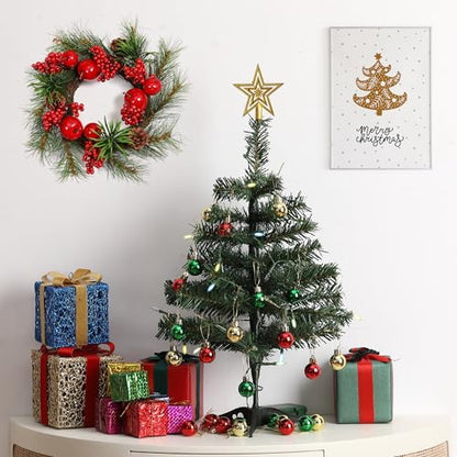 Mini Christmas Tree with 35 LED Lights - 21 Inches, Pack of 2, Variation 1ft 9in