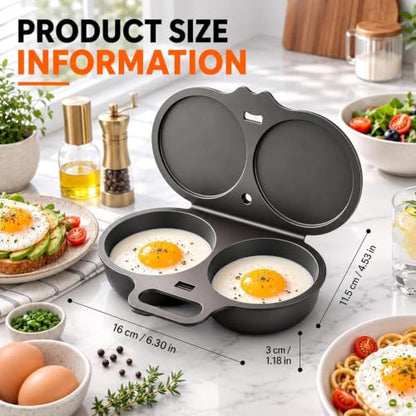 White Dual Cavity Microwave Egg Poacher with Lid & Handle - 2 Eggs, Food-Grade PP