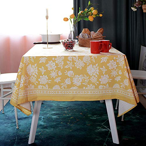 ARTABLE Yellow Floral Print Rectangle Tablecloth 52 x 70 Inch Summer Decor