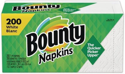 Bounty Quilted Napkins - 1-Ply, White, 12.1" x 12" | 200 Count Per Pack, 8 Packs Per Carton